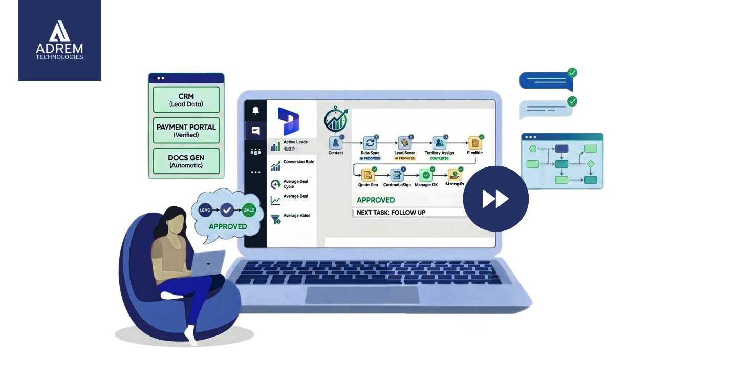 dynamics 365 workflow automation showing automated task flows approvals notifications and business process efficiency