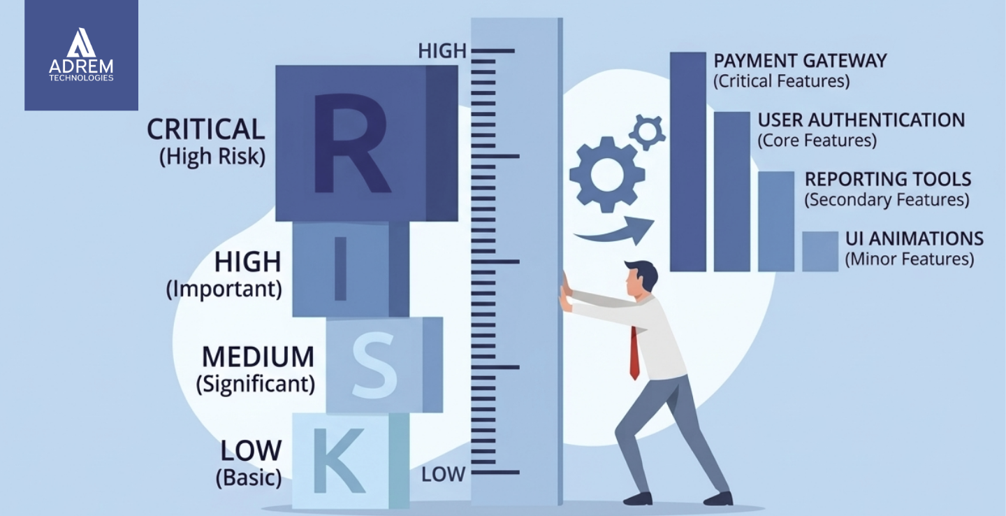 risk based testing strategy showing prioritization of features based on impact and likelihood for efficient qa testing