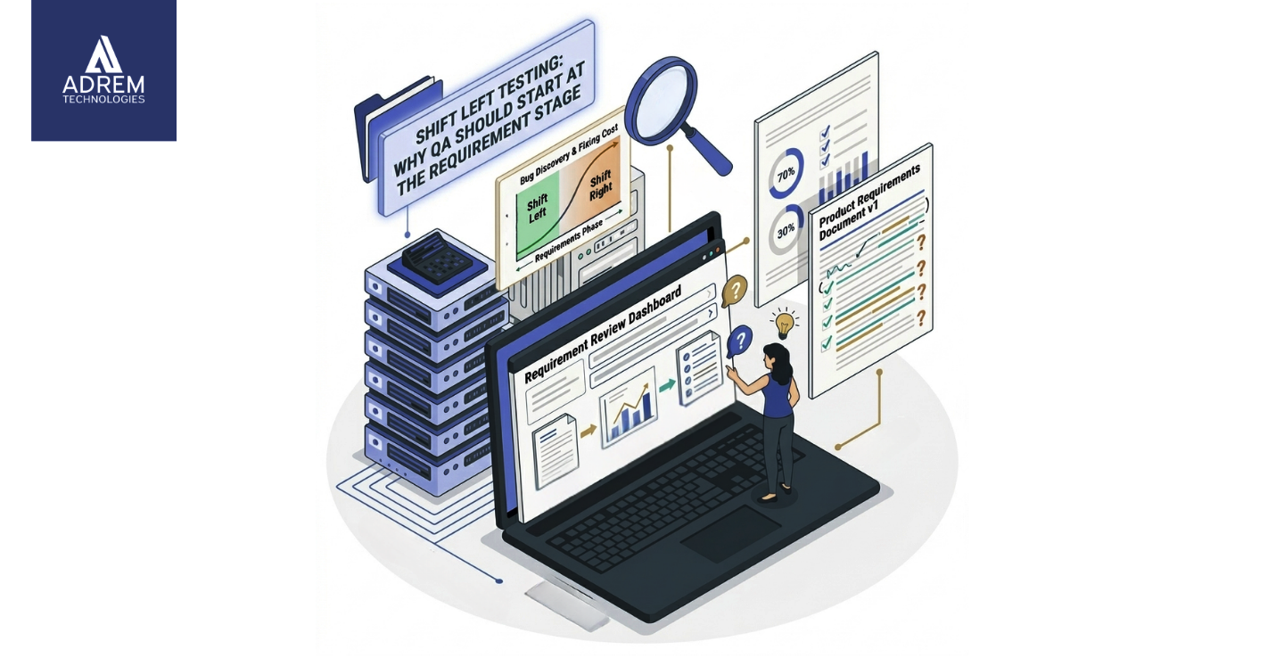 shift left testing process showing qa involvement from requirement stage improving software quality and reducing defects early
